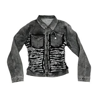 Si Tu Veux Grey & Black Women’s Jean Jacket Size 32